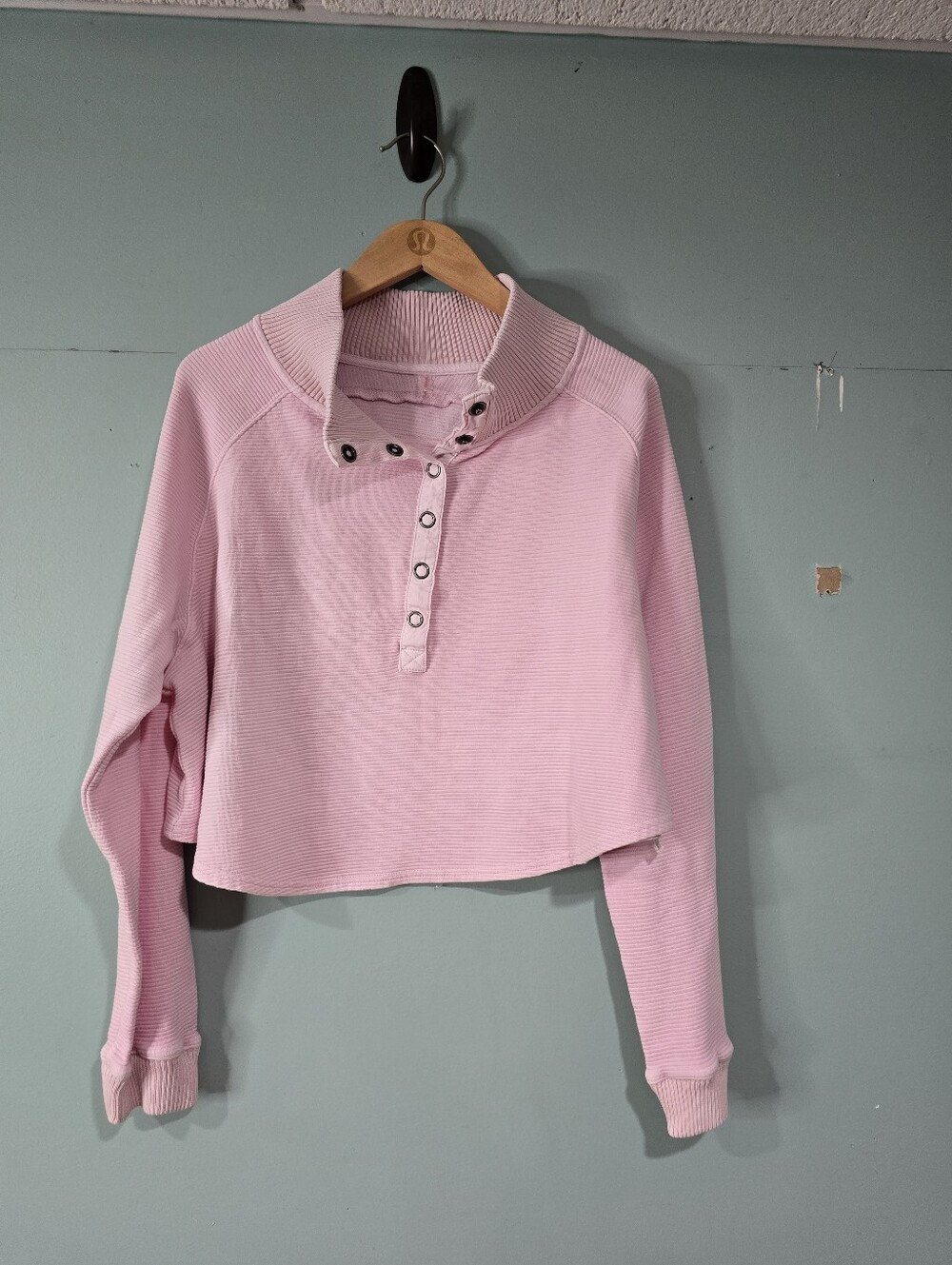 Free People Movement Pink So Fly Henley Layer Codd Pullover Snap Sweater Size M